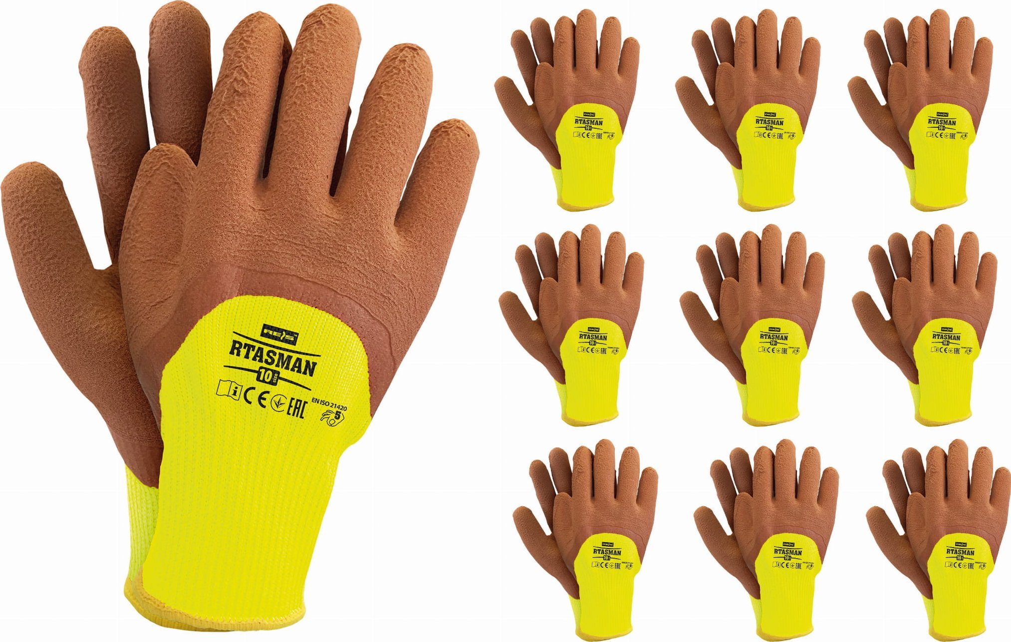 Reis Rękawice robocze / Ocieplane / żółto-brązowe / Rozmiar: 10 - XL / RTASMAN_YBR 10 - 10 Par