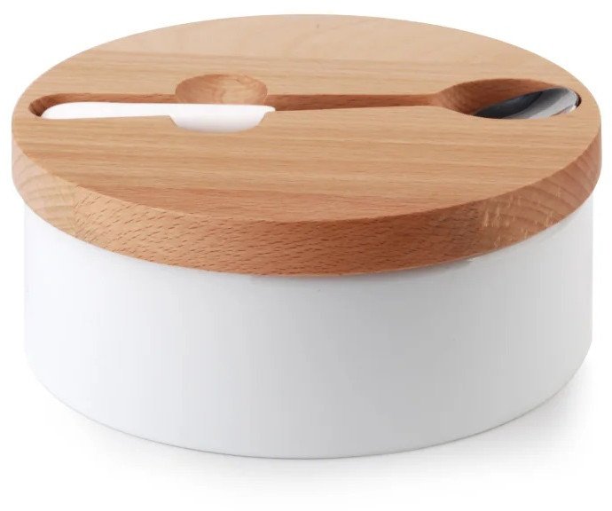 Cukiernica z pokrywką i łyżeczką biała Mondex 5790