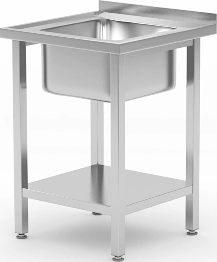 Hendi Basen zlew jednokomorowy z półką Budget Line STAL 600 x 600 x 850 cm - Hendi 816806