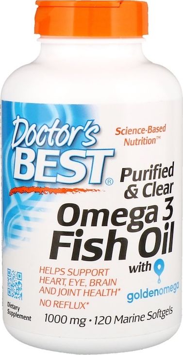 DOCTORS BEST Doctor's Best - Purified & Clear Omega 3 Fish Oil, 1000mg, 120 kapsułek miękkich