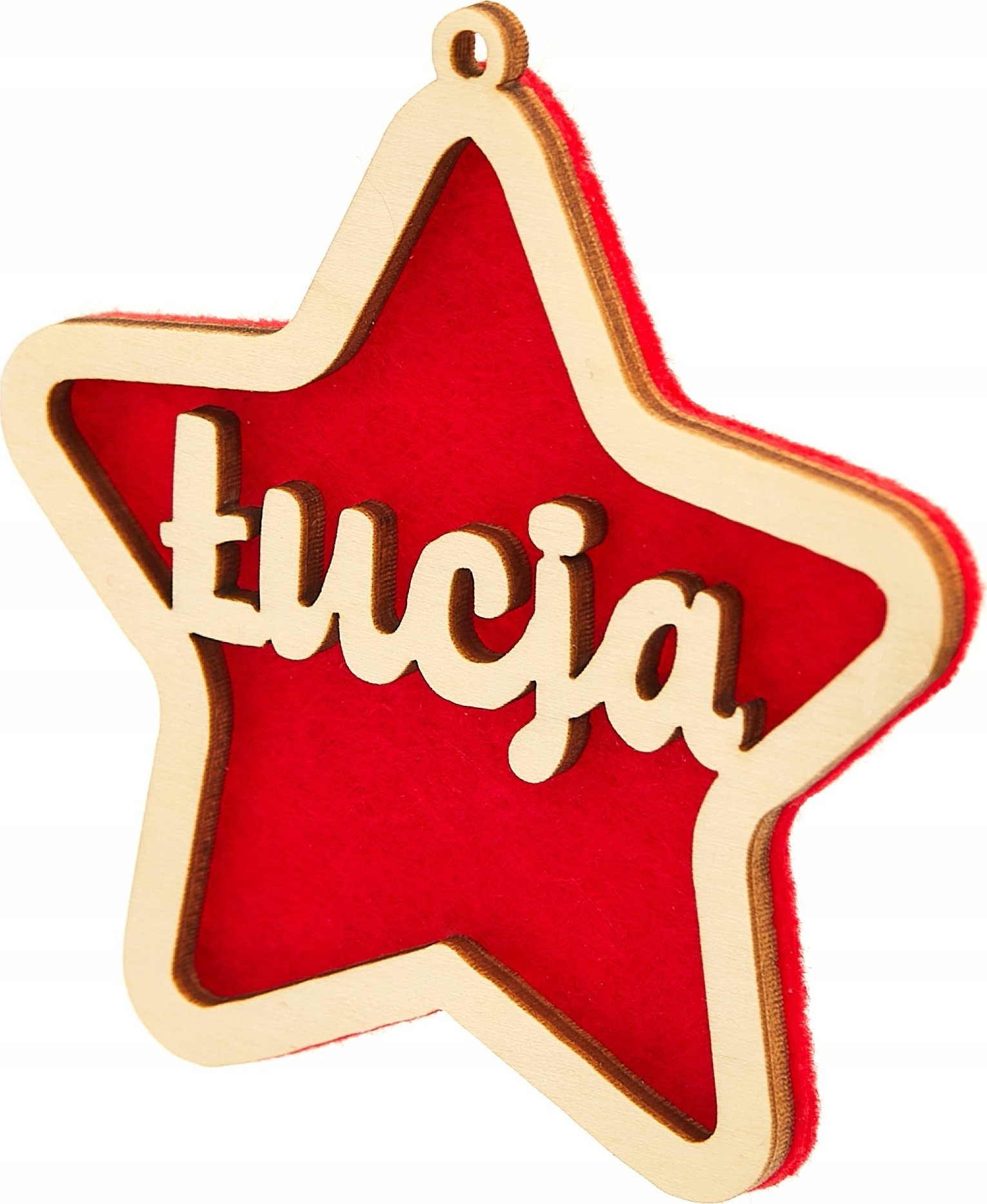 Techrebal BOMBKA DREWNIANA Z IMIENIEM NA CHOINKĘ GWIAZDA