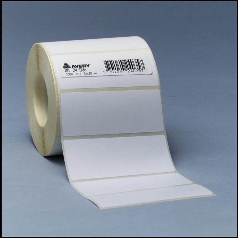 Etiket på rulle 36x75mm 24-034 1000stk/rul - (1000 stk.)