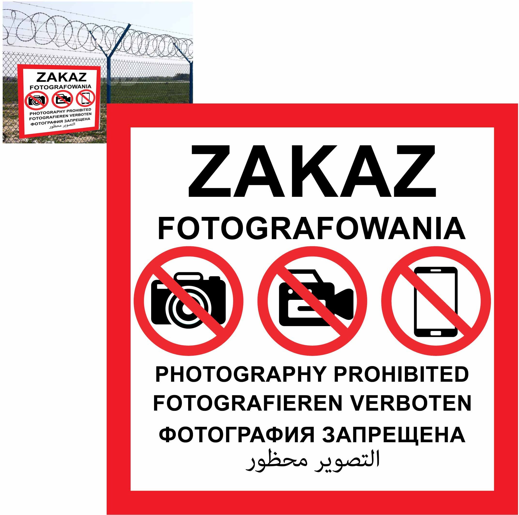 Zakaz Fotografowania - Tablica Zgodna Z Mon Płyta 3 Mm 60X60Cm Wodoodporna Libres Polska Sp Je024 Zakaz Pianka 5904937756229