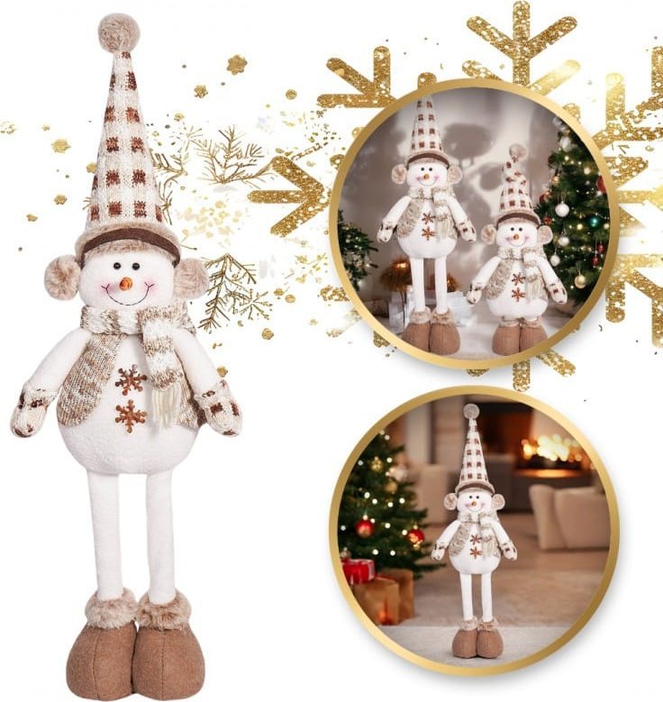 eCarla Bałwan świąteczny, wyciągane nogi BOŻE NARODZENIE 60 cm Z PLUSZU KSN158