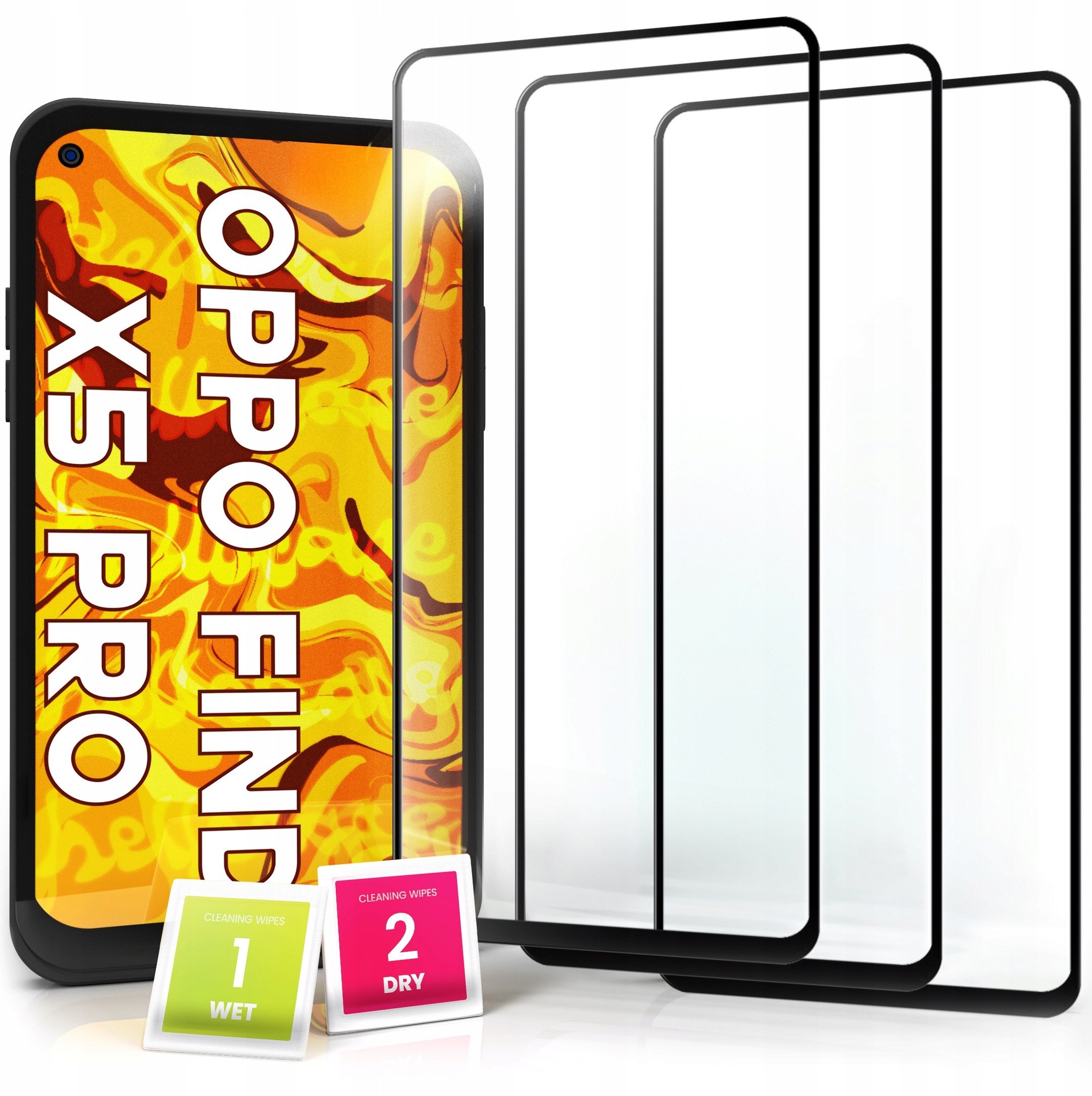 3-PAK Szkło Hartowane do Oppo Find X5 Pro (Pełne 5D, Curved, Zakrzywione)