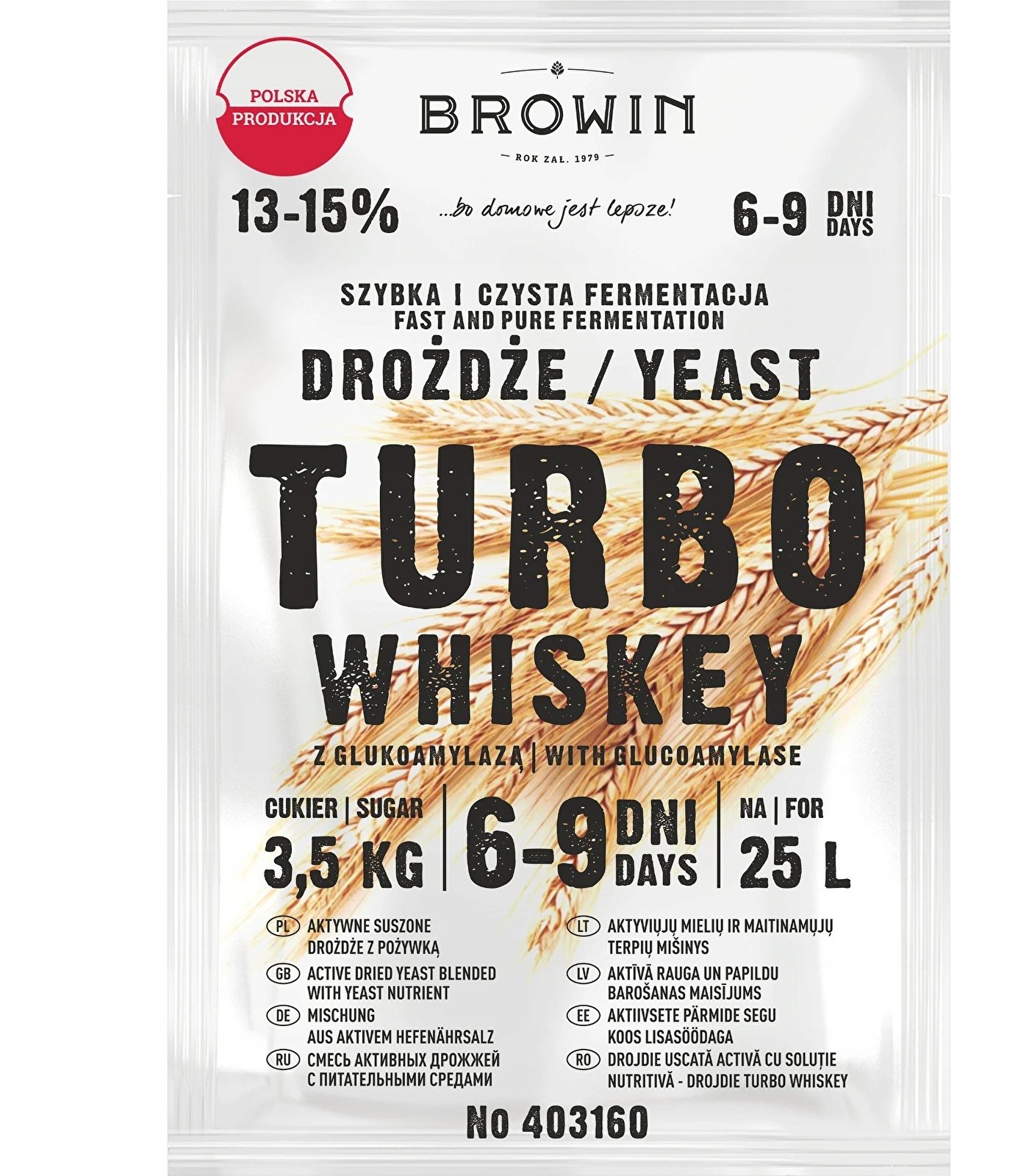 Drożdże gorzelnicze TURBO WHISKEY na 25L aktywne do fermentacji