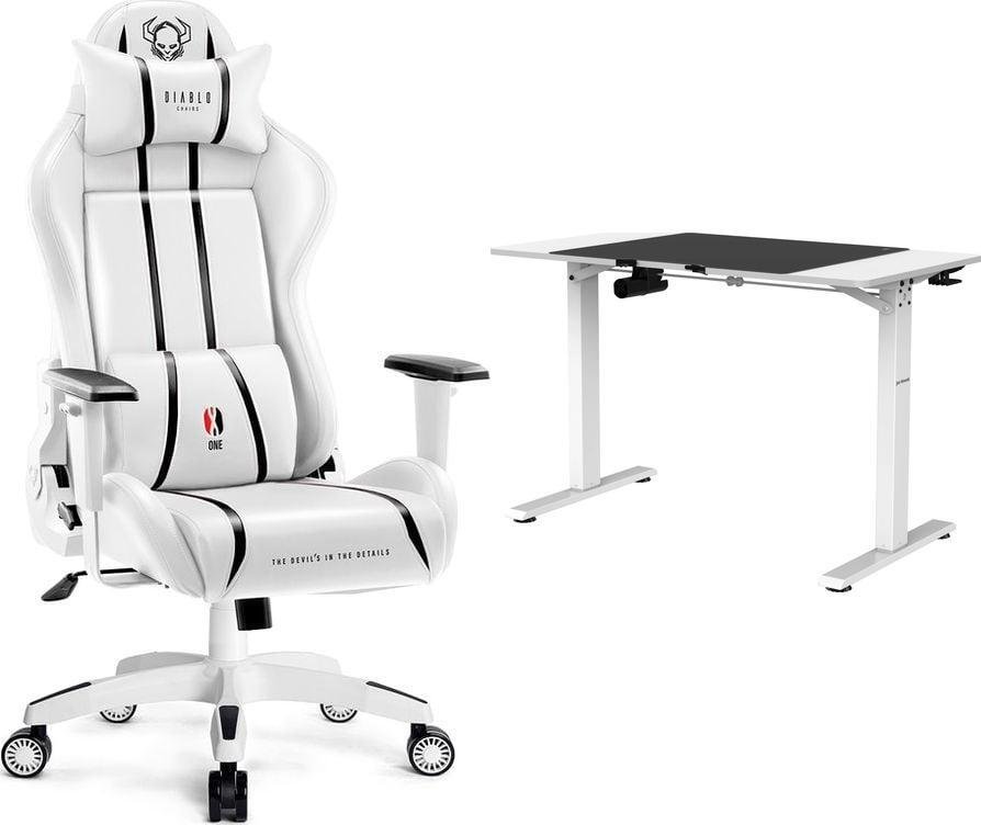 Fotel Diablo Chairs X-One 2.0 Normal biały + EGON 1100 Białe 110 cmx60 cm
