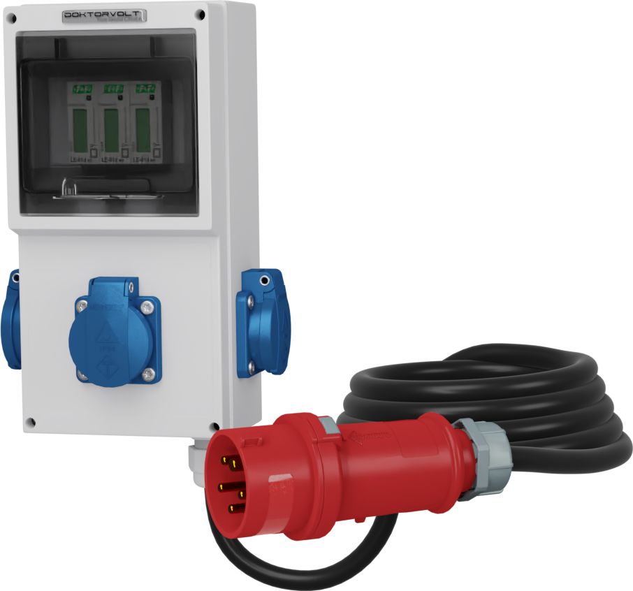 Doktorvolt 3x 230V Mobilny licznik energii elektrycznej 16A MID Przewód 5x2,5mm2 Doktorvolt 4319