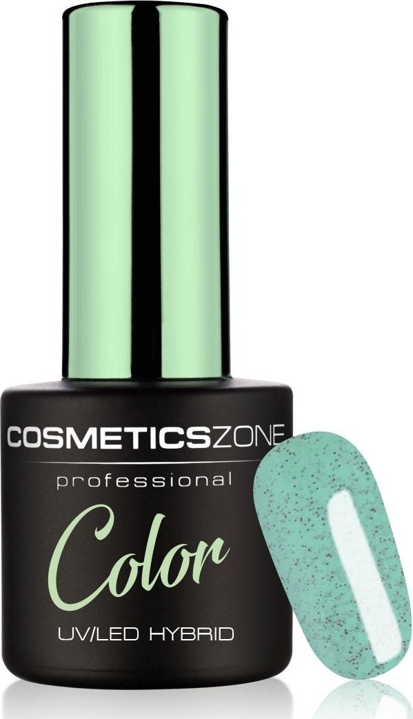 Cosmetics Zone Lakier hybrydowy hipo szary z czarnymi drobinkami K005 - Magic Chia