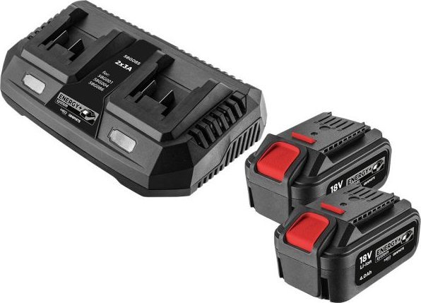 Graphite Zestaw Energy+: 2x akumulator 4 Ah z ładowarką podwójną 58GE134