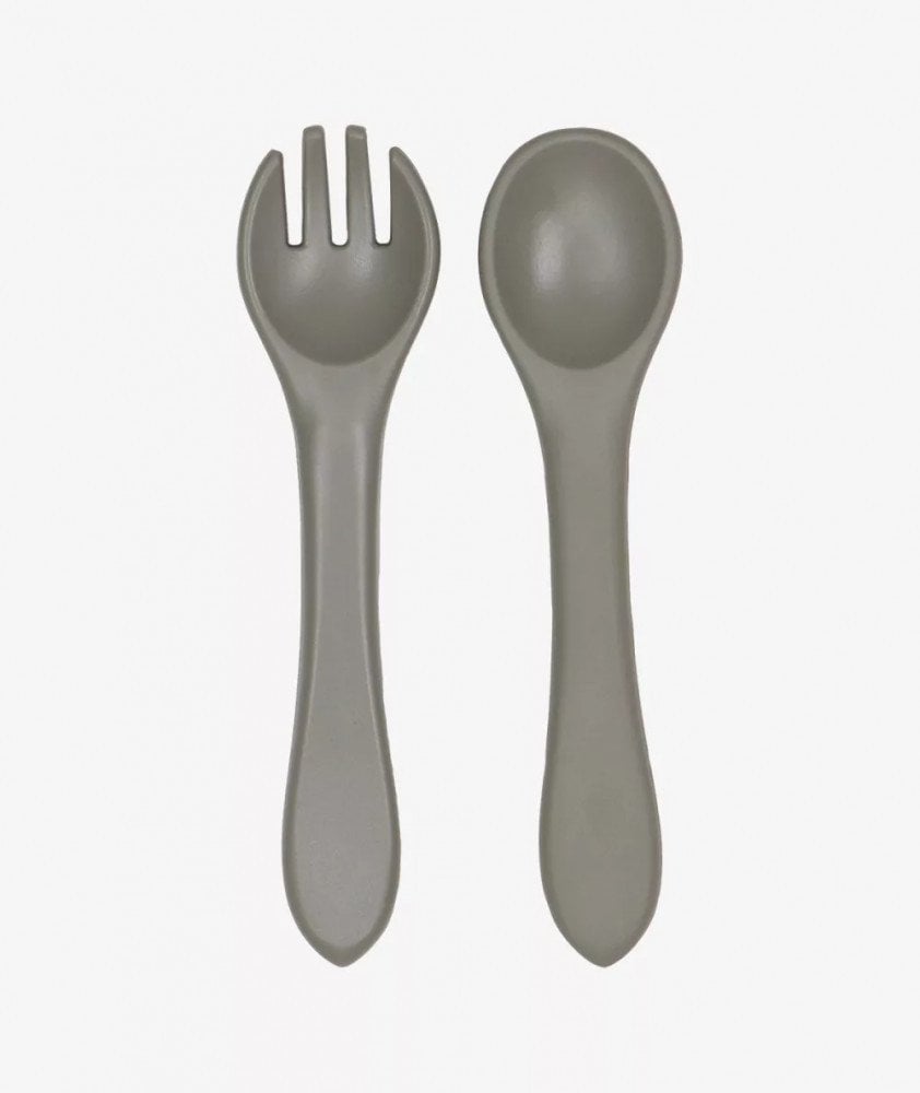 TRYCO ŁYŻECZKA+WIDELEC SILIKON OLIWKOWO SZARY 8720289396664