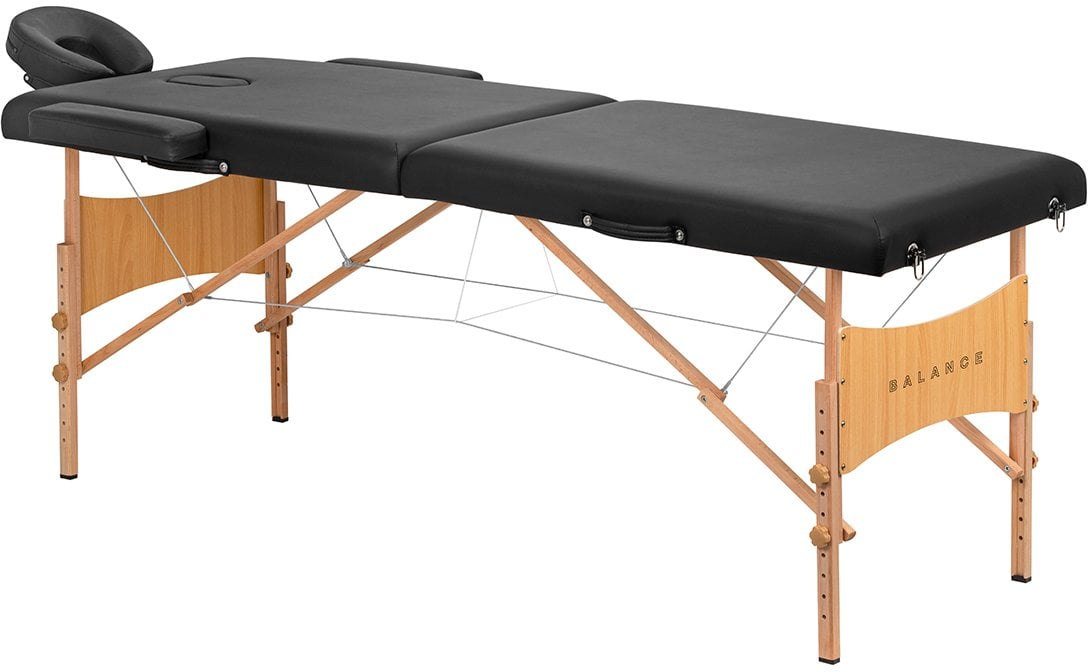 Stół składany do masażu drewniany Balance Lux 2 segmentowy 190x70 czarny