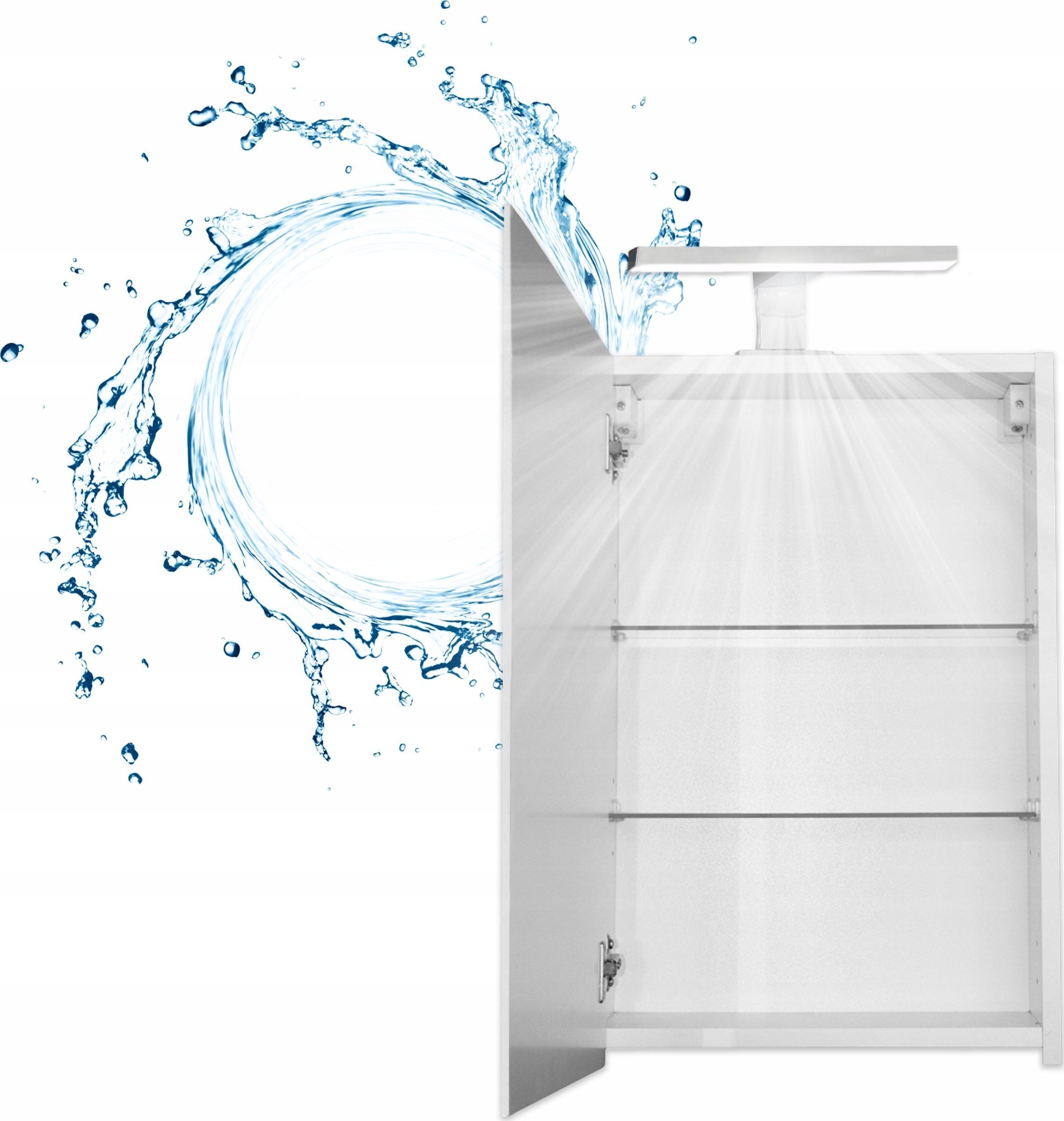 Stamar Szafka Biała Łazienkowa Wisząca z Lustrem 50 x 60 cm Lampka Oświetlenie LED