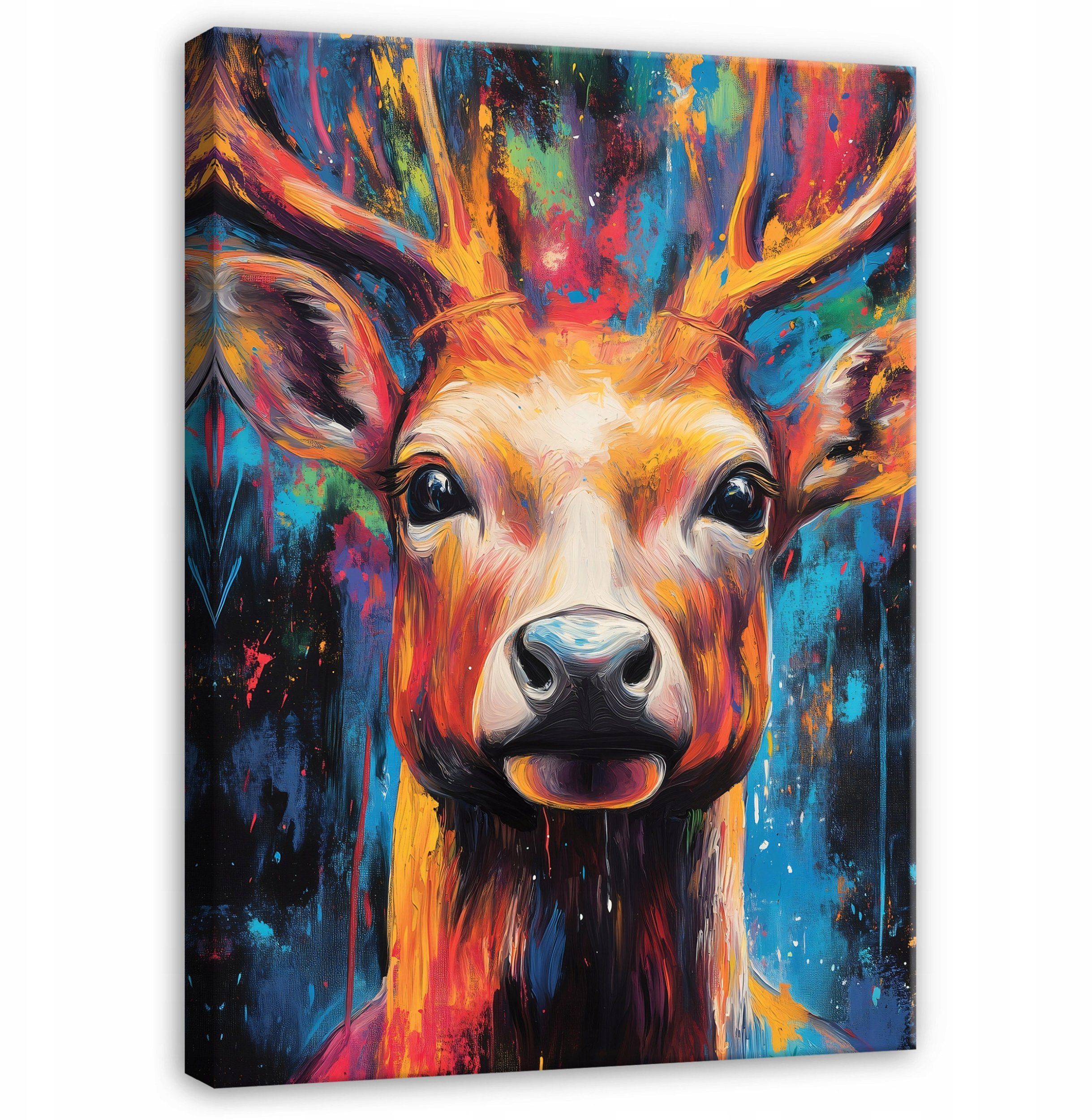 OBRAZ ABSTRAKCJA JELEŃ KOLOROWY DO SYPIALNI SALONU KUCHNI NA PŁÓTNIE 120x80