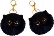 LeanToys Brelok Pluszowy Kot Ozdoba Oczy Uszy Czarny