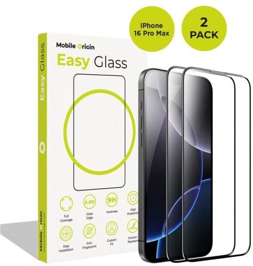 Mobile Origin EasyGlass iPhone 16 Pro Max, 2 pack