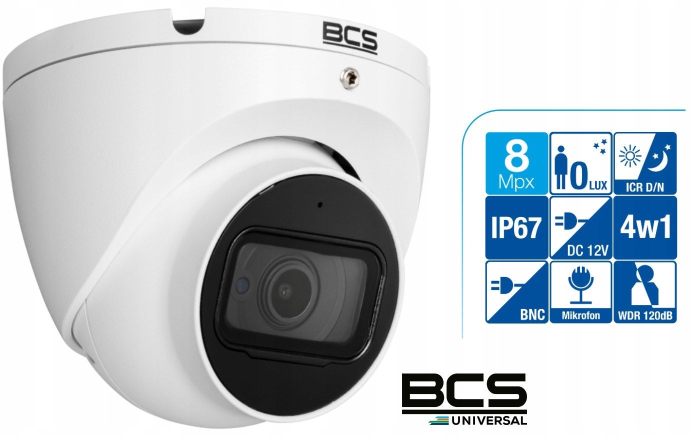 BCS-EA18FWR3(2) Kamera kopułkowa BCS 4w1, 8Mpx