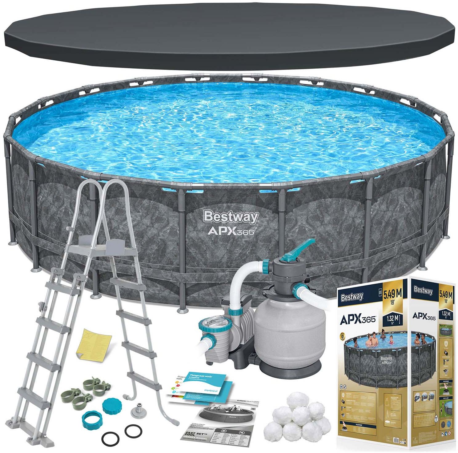 Basen ogrodowy stelażowy 549 x 132 cm 11w1 Bestway 561KC