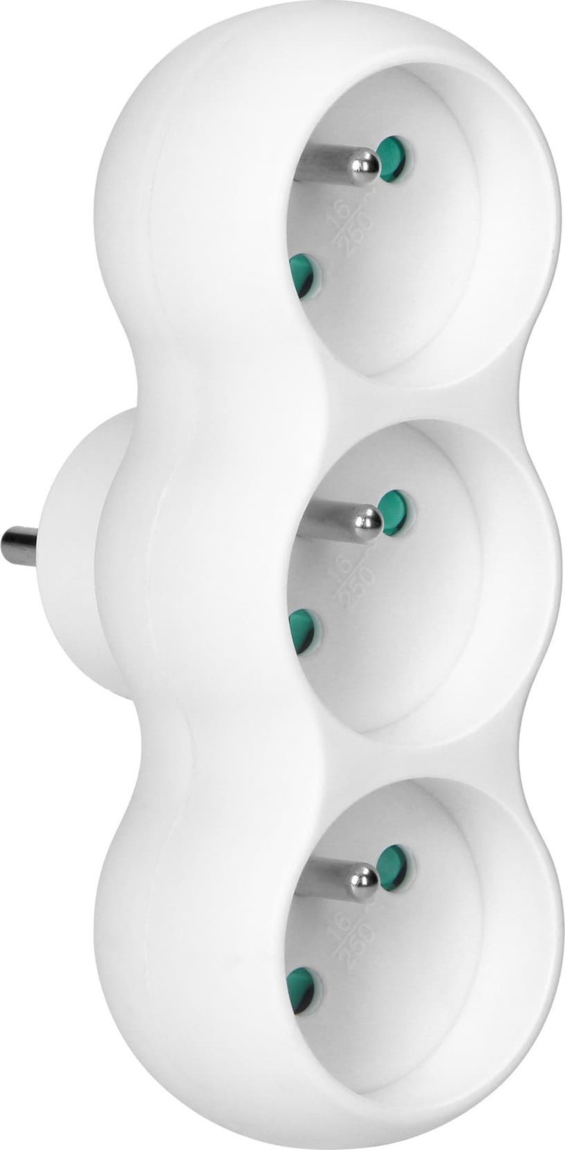 Orno Rozgałęźnik 3x2P+Z "bałwanek" z wtyczką centralną, biały