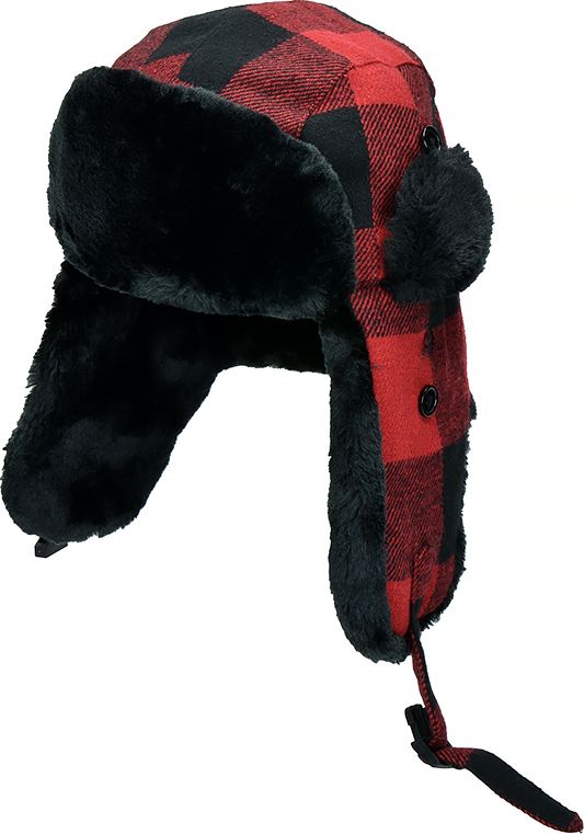 Fox Czapka uszatka w czerwoną kratę r. S