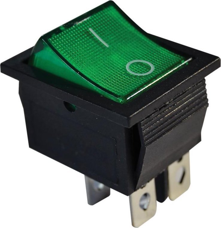 Tracon Electric Wyłącznik kołyskowy włącz-wyłącz 2-polowy zielony TES-44