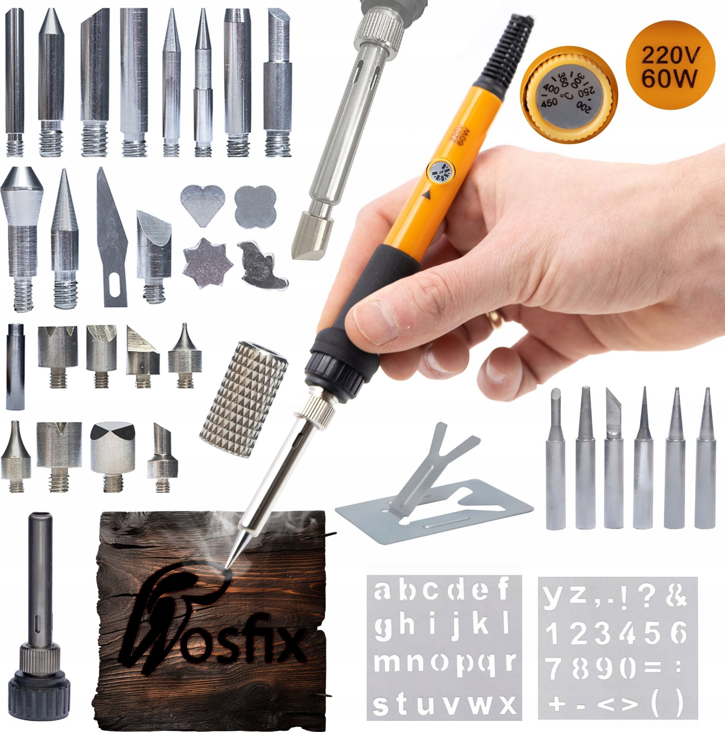 Rosfix MEGA ZESTAW LUTOWNICA PRECYZYJUNA Z REGULACJĄ 60W WYPALANIE DREWNA ROSFIX