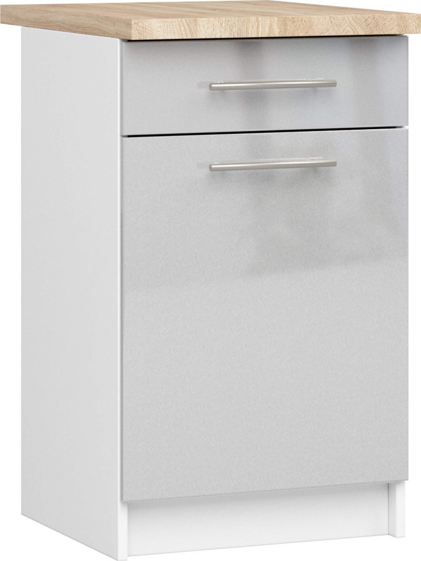 Fabryka Mebli Akord SZAFKA KUCHENNA OLIWIA S 50cm 1D 1S + BLAT BIAŁA / METALIK POŁYSK