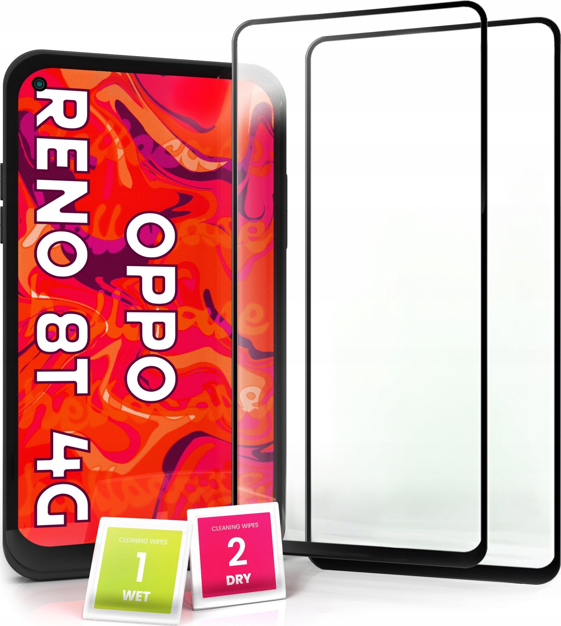 Hello Case 2-pak Szkło Hartowane do Oppo Reno 8T Ochronne Pełne Na cały ekran 5D 9H