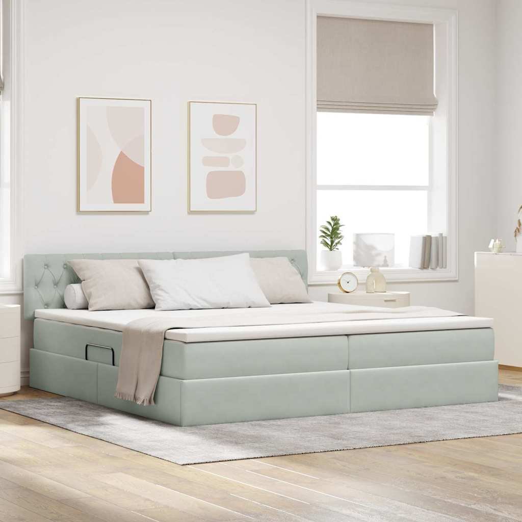 vidaXL Łóżko z miejscem do przechowywania Jasnoszary 200 x 200 cm