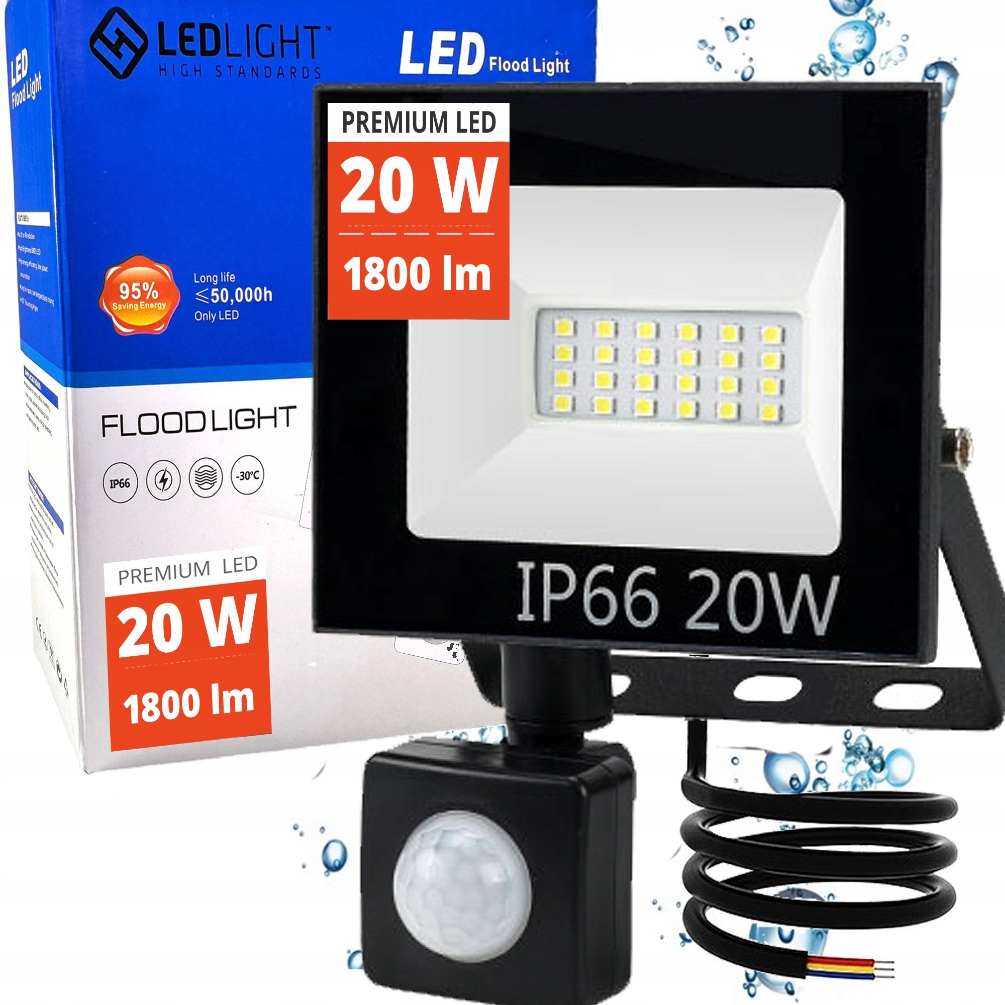 HALOGEN Naświetlacz LED SLIM CZUJNIK RUCHU zmierzchu reflektor z czujnikiem