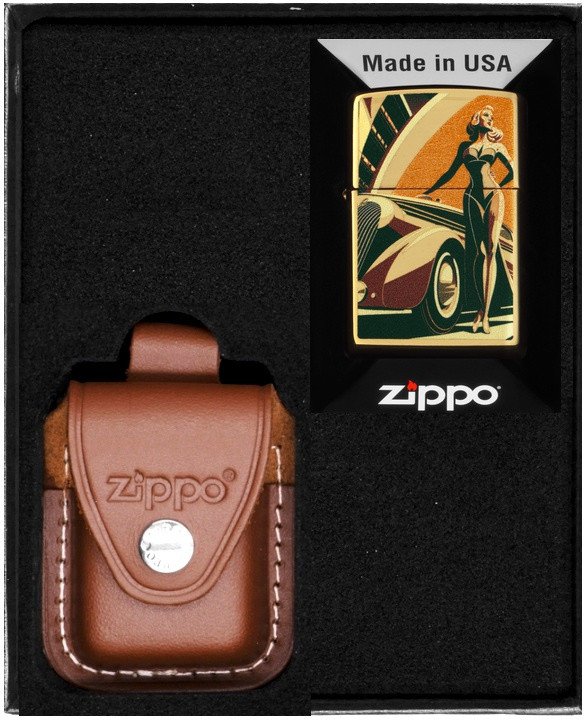 Zestaw ZIPPO Zapalniczka VINTAGE CAR AND WOMEN DESIGN Prezentowy No4