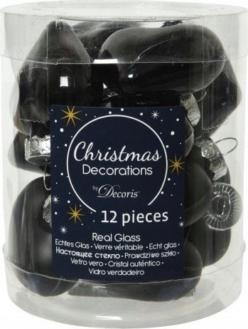 Kaemingk Bombki choinkowe czarne serca zestaw 12 szt.