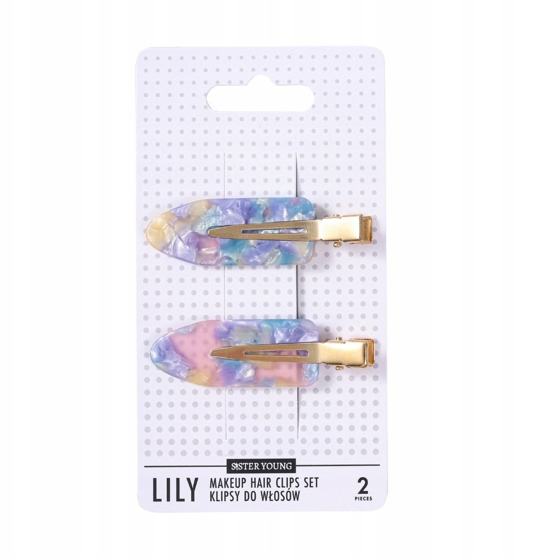 Sister Young LILY Klipsy do Włosów do Makijażu Pink Blue, zestaw 2 Sztuki