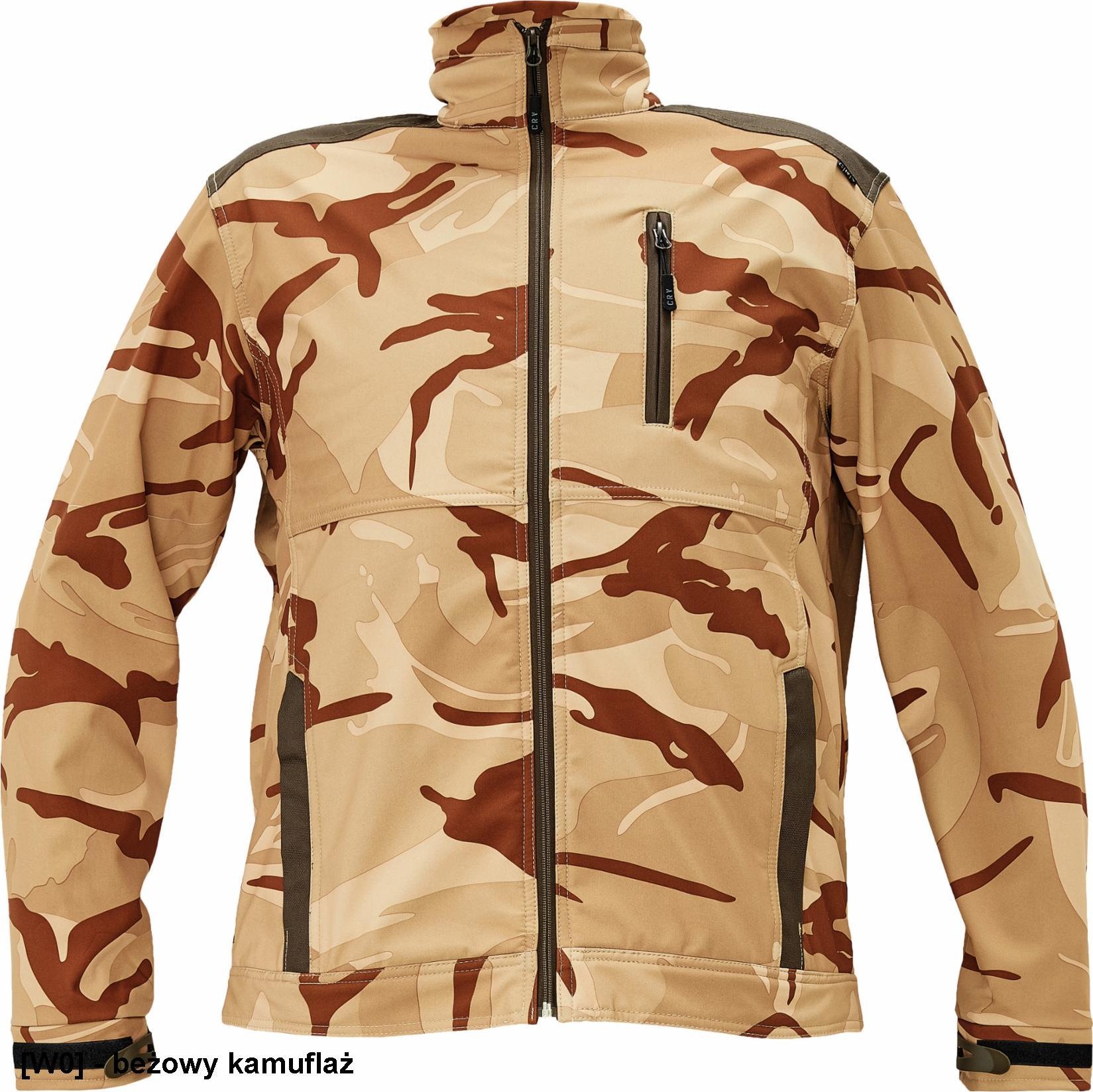 CERVA CRAMBE KURTKA SOFTSHELLOWA - moro, wysoki kołnierz, wzmocnienia na ramionach (OXFORD 600 D) - moro S