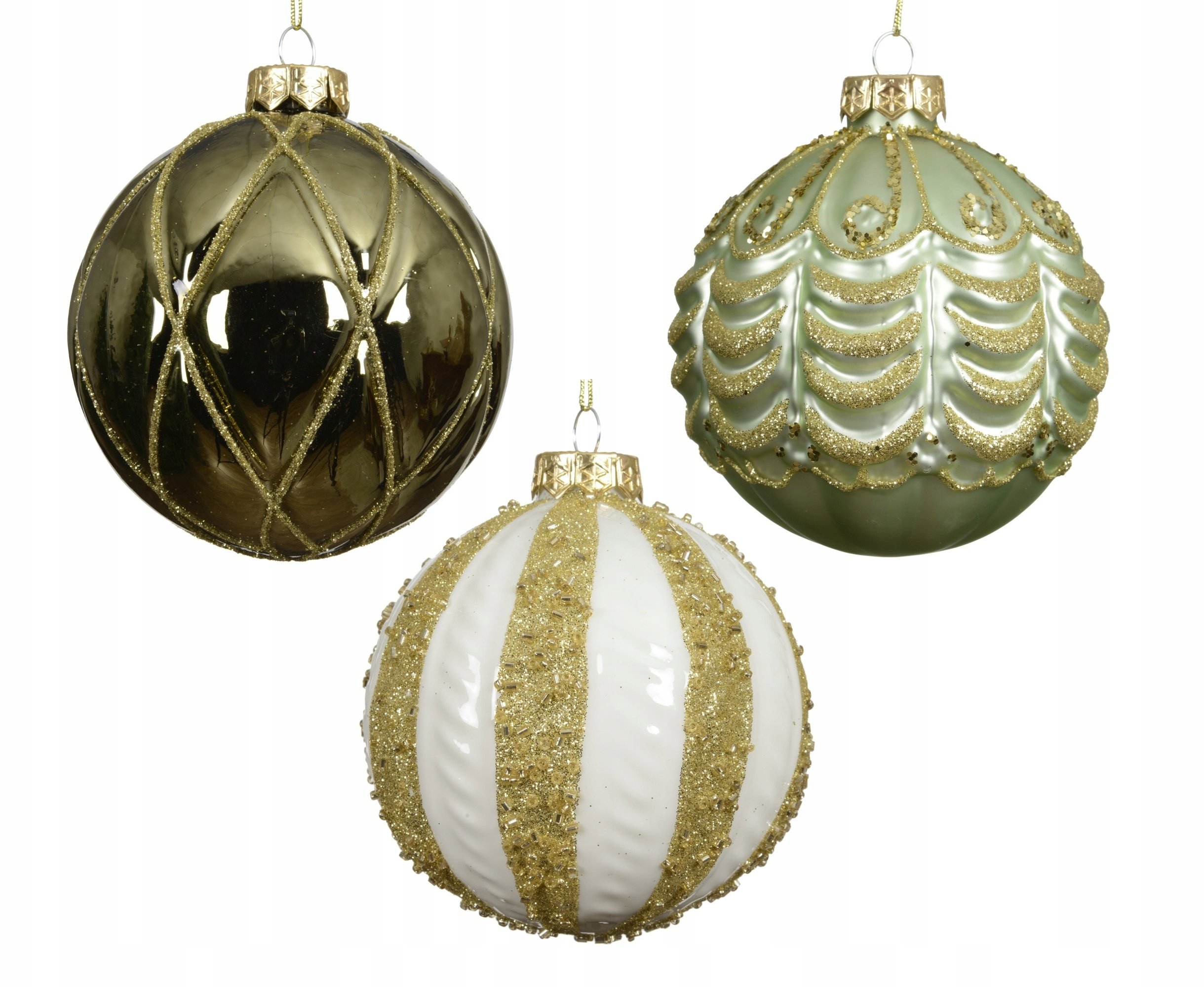 Bombka choinkowa szklana dekorowana duża okrągła 10cm 1szt