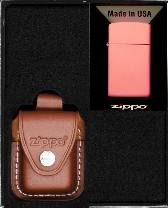 Zestaw ZIPPO Zapalniczka PINK MATTE SLIM Prezentowy No2