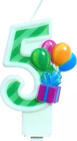MK TRADE Świeczka cyfra 5 z balonami