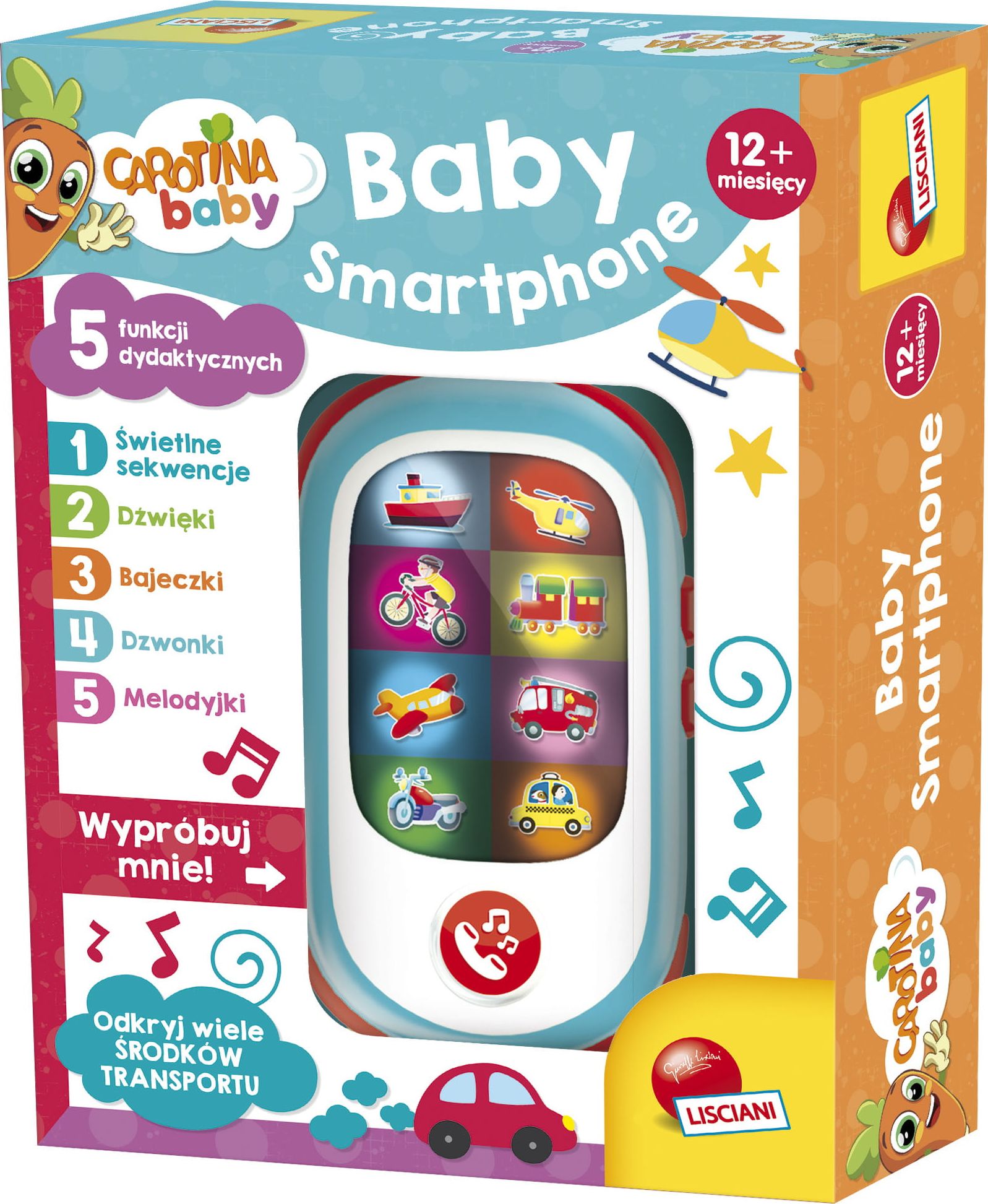 Lisciani Carotina Elektroniczny Baby Smartfon z 5 funkcjami