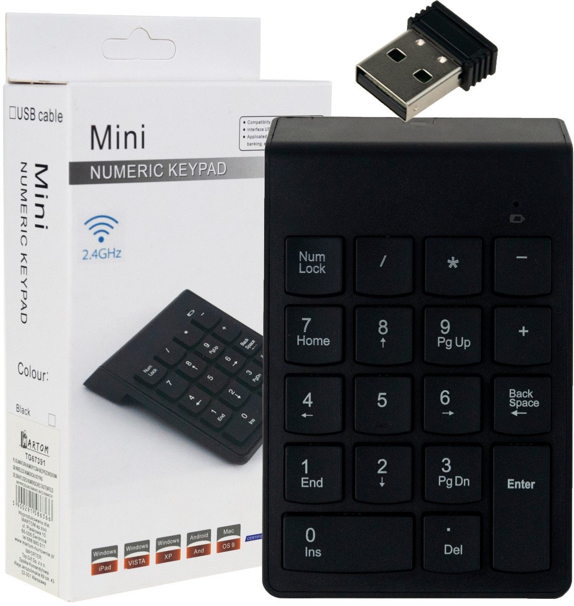 TG67391 BEZPRZEWODOWA KLAWIATURA NUMERYCZNA USB LAPTOP PC