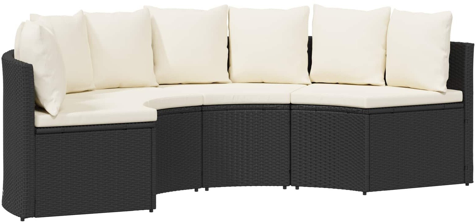 vidaXL Zestaw Sof 2 pcs Czarny Drewno akacjowe i poli rattan