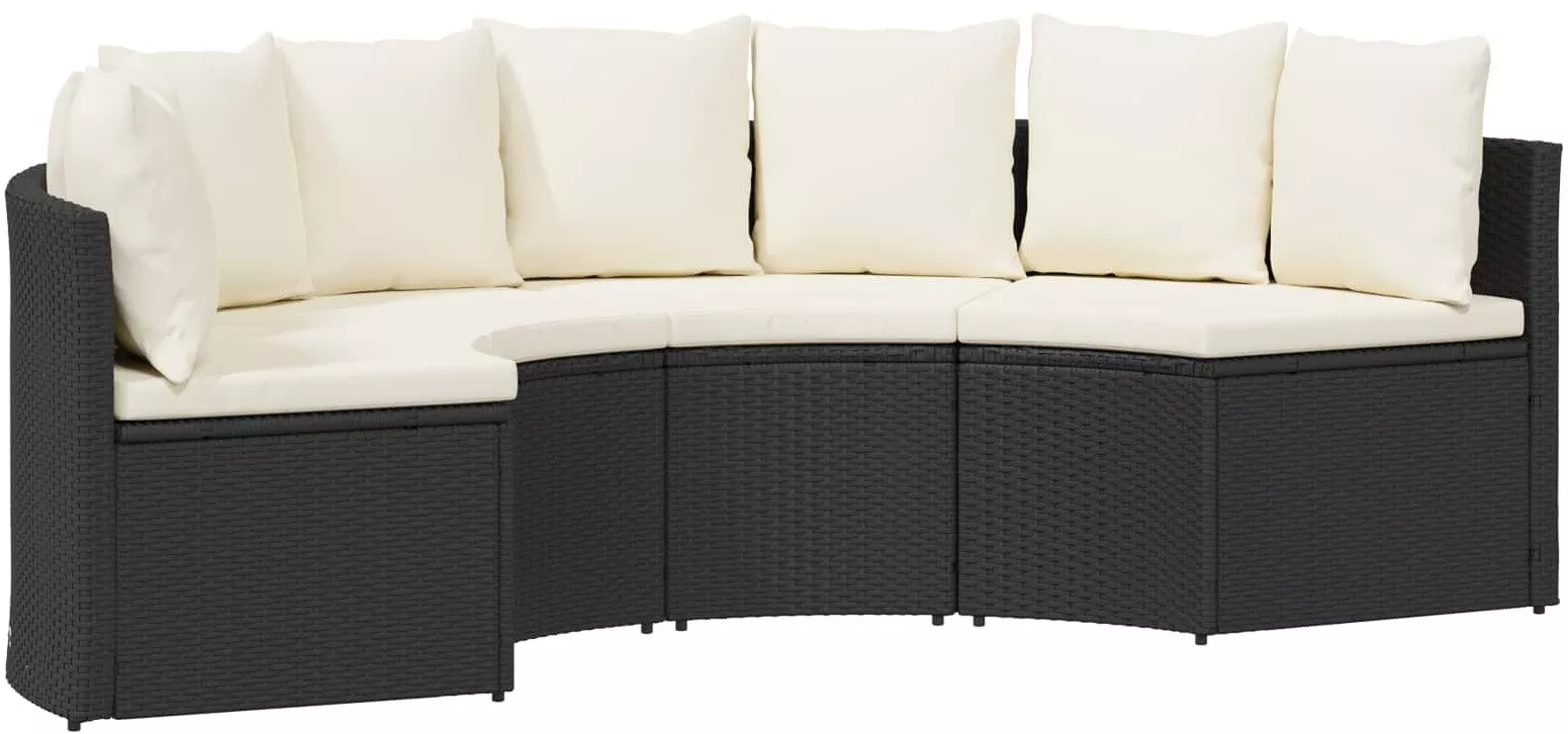 vidaXL Zestaw Sof 2 pcs Czarny Drewno akacjowe i poli rattan