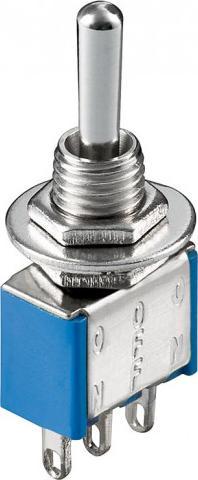 Goobay Przełącznik obrotowy miniaturowy, ON - OFF - ON, 3-pinowy, obudowa niebieska