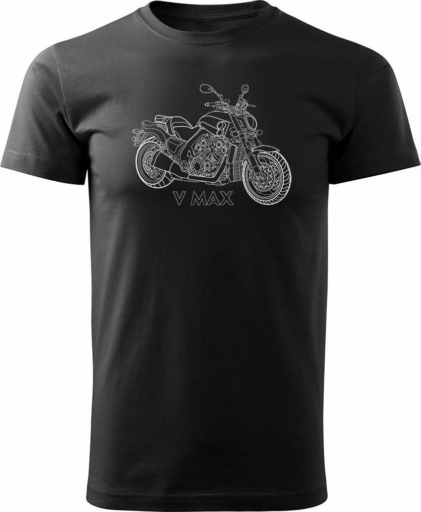 Topslang Koszulka motocyklowa z motocyklem Yamaha V MAX VMAX męska czarna REGULAR L