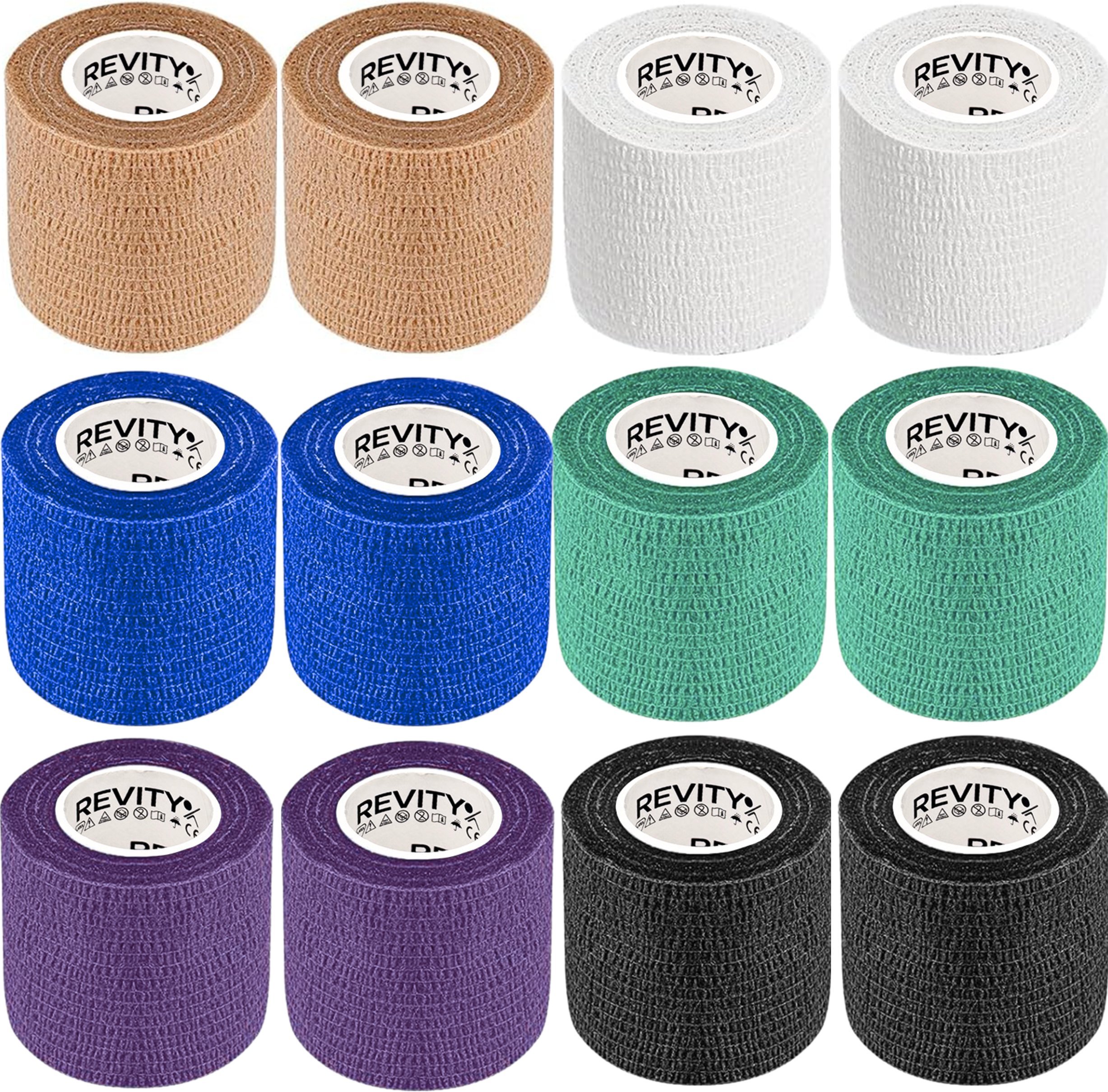 Bandaż kohezyjny samoprzylepny Revity 5 cm x 4.5 m elastyczny opatrunek 12 szt.