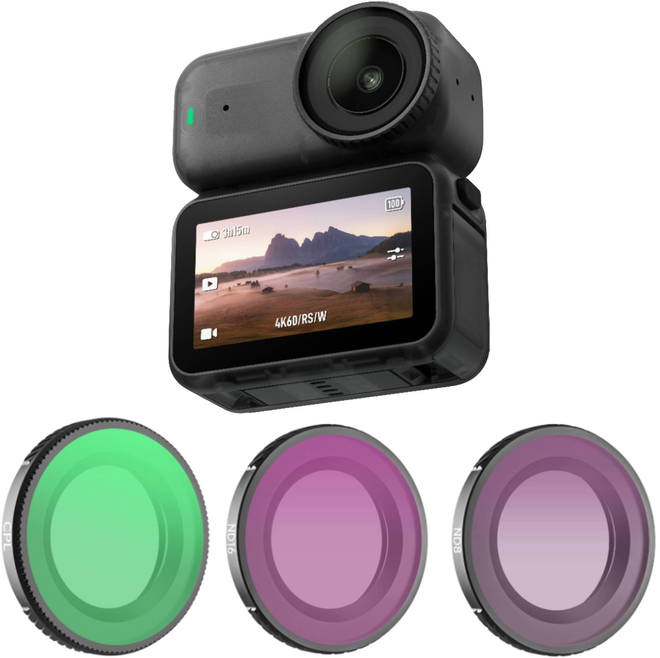 ZESTAW 3 FILTRÓW MIX DO KAMERY DJI OSMO NANO - SZARE: ND16 / ND8 + CPL