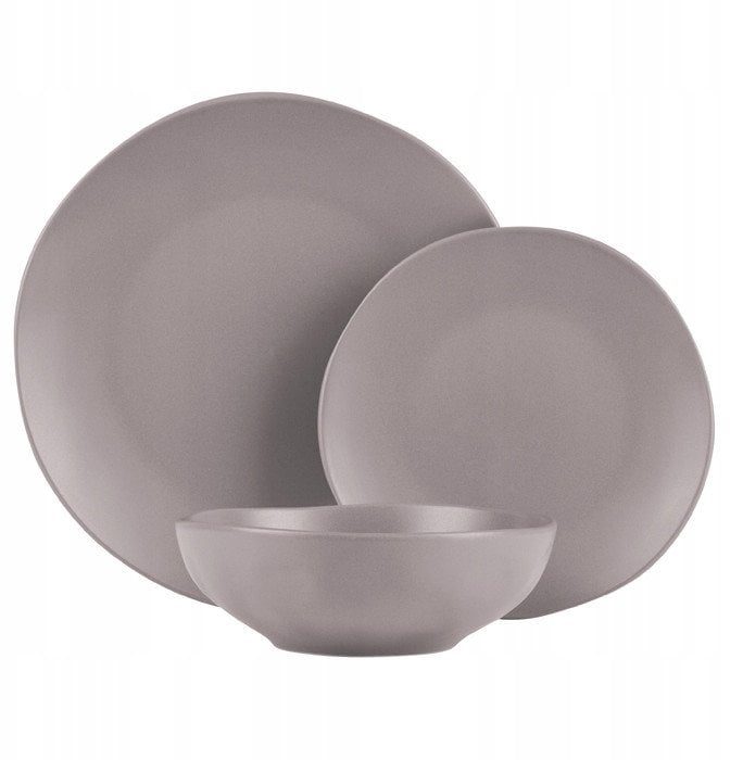 ZASTAWA STOŁOWA SERWIS KOMPLET TALERZY NACZYŃ 18 ELE DLA 6 OSÓB BERLINGER HAUS TAUPE BH-10023