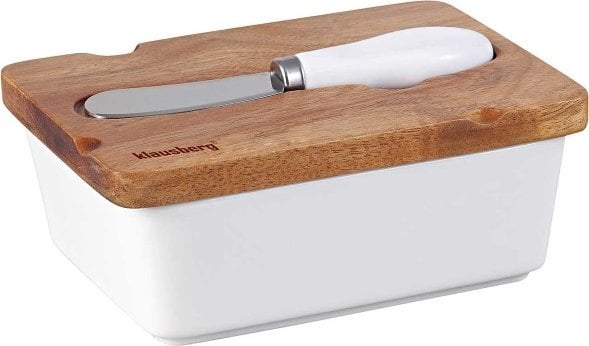 MASELNICZKA PORCELANOWA Z NOŻYKIEM KLAUSBERG KB-7785 BIAŁA