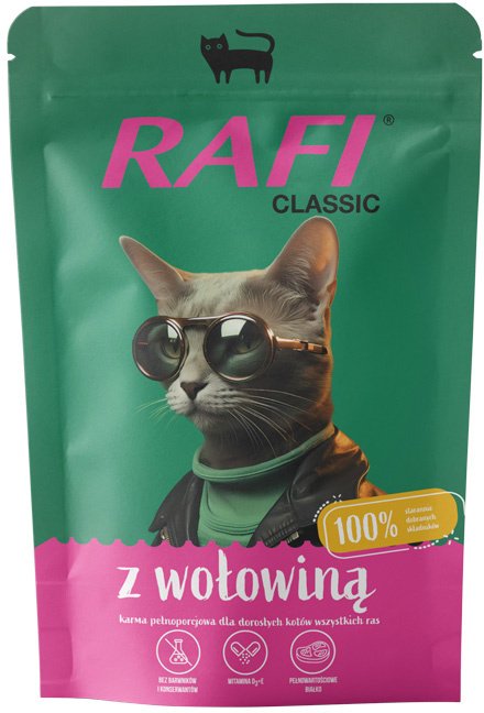 Rafi Classic Mokra karma z wołowiną dla kota saszetka 100 g