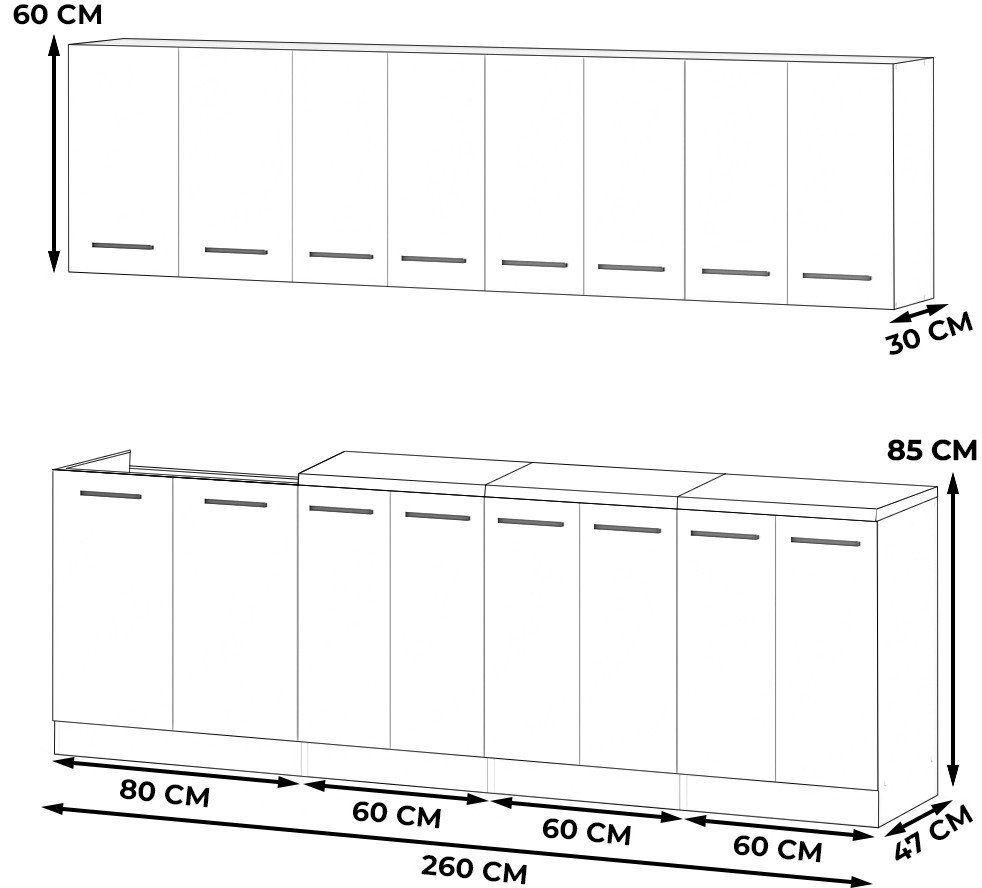 Meble Kuchenne Drewniane Nowoczesne Kuchnia Vero 2.6m Modułowa Dąb Wotan
