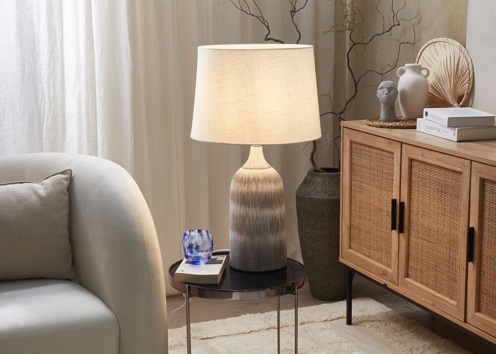 Lampa stołowa Beliani Lampa stołowa ceramiczna szara GEORGINA